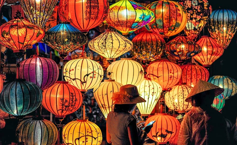 Colourful lanterns representing a culture. Cultural influence.